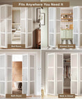 Bifold door hardware kit with 48 inch closet track for folding doors shown in bedroom, kitchen, bathroom, and walk-in closet