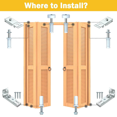 Installation guide for closet bifold door hardware repair kit 2 pack with sliding and bi folding door components.