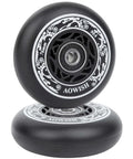 Black 76mm 90a Ripsurf Wheels w/Bearings ABEC-9 for DLX Caster Board, Deluxe Junior Skateboard, 2 Wheel Pivoting Skateboard, Set of 2.