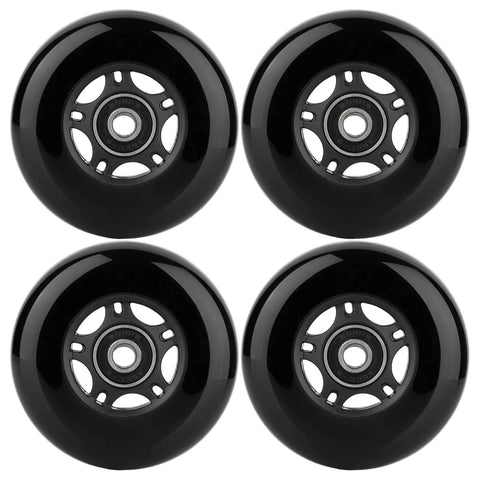 Four black Inline Skate Wheels Outdoor & Indoor Blade Roller Skate Wheels 85a Roller Hockey Wheels w/Bearings ABEC-9.
