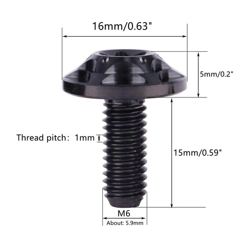 ✝️ UHDFBDHF Titanium Bolt M6 Torx Head T40 Screws for Bicycle, Motorcycle, Car, 10/15/20mm, Pack of 4 (Black, M6x15mm)