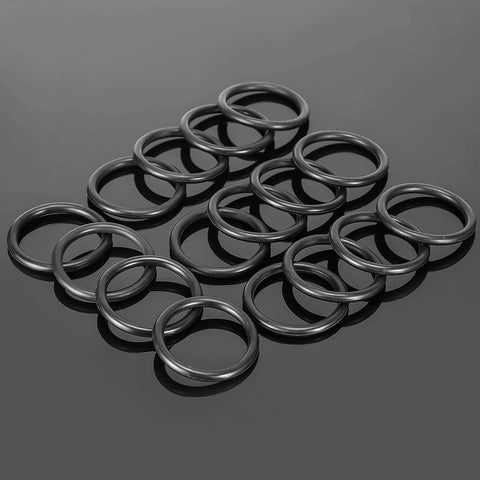 16 Piece Black Bumper Fender Fasteners O Rings Set For Car Replacement Rubber Washers shown on a reflective surface