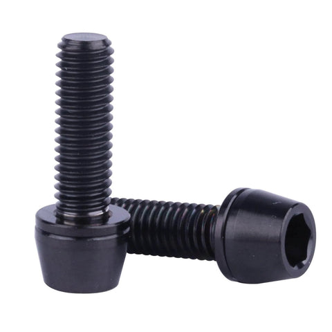 ✝️ UHDFBDHF 6PCS Titanium Screw Internal Hex M5x16mm 18mm 20mm Tapered Head Bolt with Washer for Bicycle Stem (Black, M5x16mm)