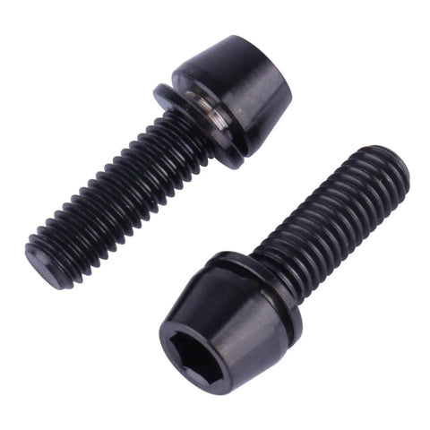 ✝️ UHDFBDHF 6PCS Titanium Screw Internal Hex M5x16mm 18mm 20mm Tapered Head Bolt with Washer for Bicycle Stem (Black, M5x16mm)