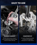 Blind Hole Collet Bearing Race and Seal Puller Extractor Kit slide hammer and counterstay in use
