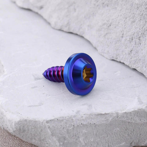 ✝️ Briny River 4Pcs Titanium Screws M5x15mm Torx Head Self Tapping Screw for Motorcycle Bicycle, Burn Blue on stone surface