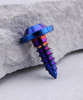 Briny River 4Pcs Titanium Screws M5x15mm Torx Head Self Tapping Screw for Motorcycle Bicycle, Burn Blue close-up on surface