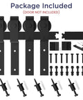 6.6 Feet Bypass Sliding Barn Door Hardware Kit for Double Wooden Doors with Single Track components and mounting accessories