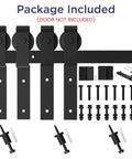 4 Feet Bypass Sliding Barn Door Hardware Kit for Double Wooden Doors with Single Track, carbon steel hardware components