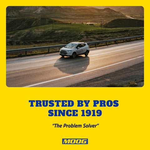 Car driving on a scenic road at sunset with 'Trusted by Pros Since 1919' and 'The Problem Solver' text overlay