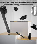 6FT Sliding Barn Door Hardware Kit for Single Doors up to 36 Inch with carbon steel track and nylon rollers displayed on pedestals