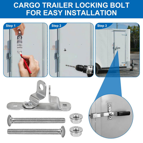 Heavy Duty Cargo Trailer Door Hasps With Buckles For Secure Enclosed Trailer Latches Durable 14 Gauge Steel Construction Anti Theft Security Includes 304 Stainless Steel Bolts And Anti Loosening Nuts installation guide