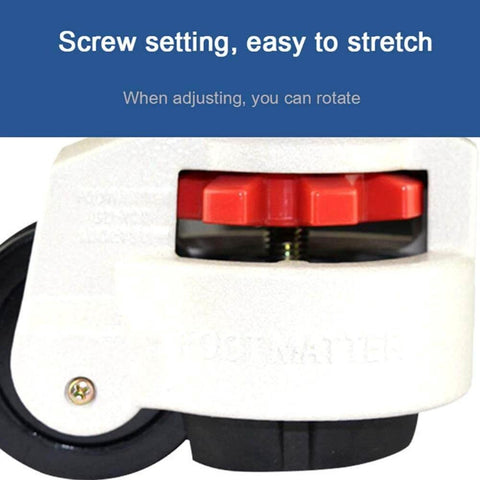 Close-up of 50mm Heavy Duty Adjustable Swivel Castor Wheels Set of 4 showing height adjustment screw