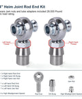 3/4 inch Heim joint rod end kit, chromoly panhard rod ends with right and left hand thread, includes tube adapters, jam nuts