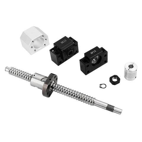 RM1605 500mm Ball Screw Set with BK BF12 End Supports and Coupler, part of 3 Pack CNC Linear Motion Kit with 2pcs HGR20 500mm Linear Guide Rails.