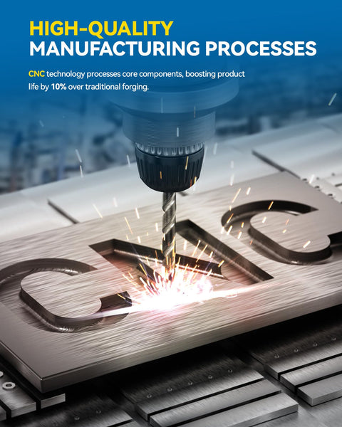CNC machine drilling a metal plate with sparks, demonstrating high-quality manufacturing processes