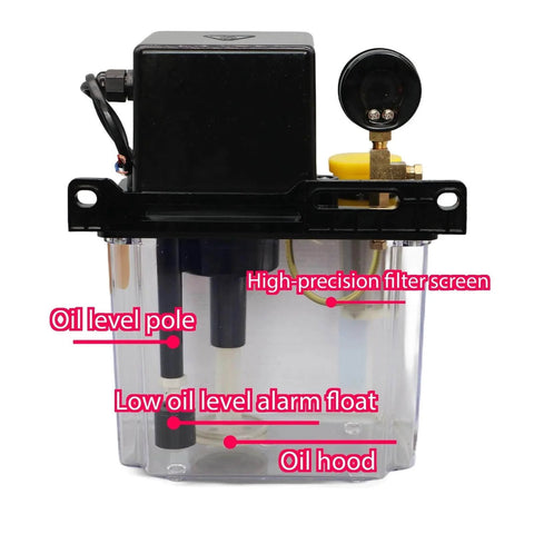 Beefed Up Automatic CNC Lubrication Pump System Kit with labeled parts, 1L or 2L tank, for CNC machines and lathes, AC110V or AC220V power