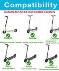 Compatibility chart for Solid Tires 8.5x2 Inches for Electric Scooter with various scooter brands including Xiaomi, Gotrax, and Cecotec.