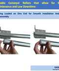 Long Roller with Bracket Set 16 Inch Length 1.5 Inch Diameter Galvanized Steel Rollers installation close-up