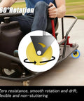 Upgrade Complete Caster Wheels Assembly Fit for Razor Crazy Cart XL DLX in motion, showing 360° rotation capability on pavement.