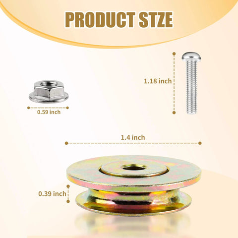 Components of 4 PCS Cut-Off Flange Track Bearing Kit for Tapco Pro & Max Siding Brake with size measurements