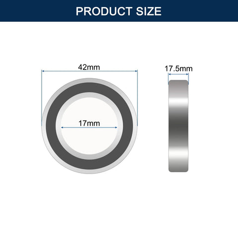 Double Rubber Sealed Angular Contact Bearing 3203-2RS 17x40x17.5mm Chrome GCr15 Steel size dimensions