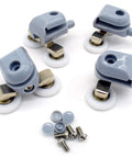 8 Pcs Double Shower Door Rollers Replacement Set with 23mm wheels and screw cover caps, designed for curved & straight glass shower doors