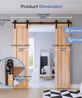 6.6 FT Double Door Sliding Barn Door Hardware Track Kit with basic J pulley, installed on double 20 inch wide doors.