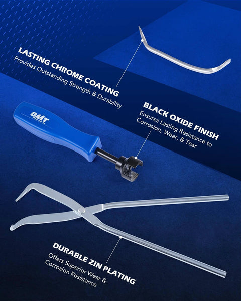 10pc Drum Brake Tool Kit featuring brake spring tool, spring compressor, and pliers with durable coatings for corrosion resistance.