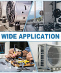 Collage showing wide applications for durable 304 stainless steel round spacers including gym equipment and HVAC systems.