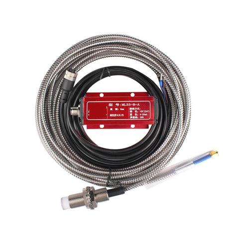 Eddy Current Displacement Sensor ML33 B A Non Contact 4 20mA Signal Type with coiled cables and stainless steel finish