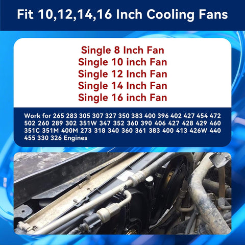 Electric Fan Relay Kit 12V 60A With Waterproof Four Pin Relay And Thermostat Control Switch installed on engine.