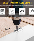 220 PCS #8 Truss Head Black Wood Screws Assortment Kit with Phillips Drive in use with drill on wood and metal surface.