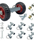 Rolling Gate Hardware Kit for Farm Fence and Sliding Gates with 6 Inch Double Wheel Carrier and Track Brackets