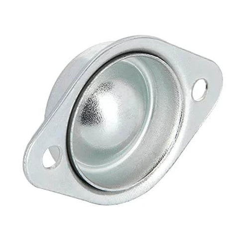 Close-up of a 1/2 inch roller ball transfer bearing with flange mount, part of 16 Pcs 1/2 Inch Roller Ball Transfer Bearings Flange Mounted Carbon Steel Units
