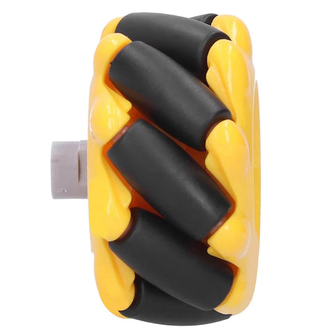 FLEXMAN Mecanum Wheel, 48mm Omni Directional smart robot car accessory with yellow and black rollers for TT coupling, side view