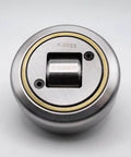 Close-up of Forklift mast guide roller MR.023 Mod-A98C-3476 replacement for ball and roller bearings 4.056, made of precision-engineered steel.