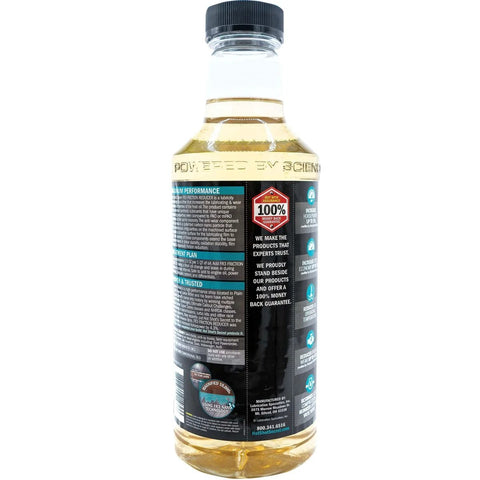 Bottle of FR3 Friction Reducer Nano Lubricant With Wear Protection For Metal Surfaces Deep Penetrating Nano Tech 32 Oz, rear view