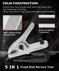 5pcs Professional Front End Service Tool Kit showing a Pitman Arm Puller with alloy steel and black oxidation treatment.