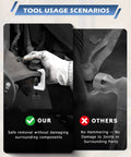 Comparison of 5pcs Professional Front End Service Tool Kit use with gloves for safe removal against other tools for joint removal.