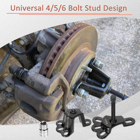 Front Wheel Hub Puller Bearing Removal Tool for 3-3/4 to 4-1/2 Inch IDs in use on vehicle axle