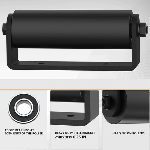 6 Inch Sliding Gate Guide Rollers 2 Pack with C Post Welded Bracket showing hard nylon rollers and sealed double ball bearings