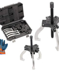 Gear Puller Set, 3" and 7" Puller Kit, 3 Jaw Gear Bearing Flywheel Pulley Removal Tool with reversible jaws and carrying case