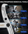 Gear Puller Set, 3" 4" 6" 8" Bearing Puller Kit with reversible jaws for removing gears, pulleys, bearings, brake discs