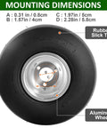 Go Kart Tires and Wheels, Front Wheel 10x4.5-5", with 58 mm/2.28 inch 3-hole pattern, rubber slick tire on aluminum wheel