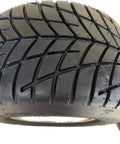 10''X4.5-5'' GO KART FRONT TIRES AND RIMS WITH 3 HOLES,2 PCS IN BOX, grain surface for improved safety and friction, close-up view