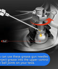 Using Grease Gun Needle Tip Kit - Bent & Straight Nozzles on ball joint for tight areas