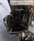 Mechanic using 5pcs Grease Injector Needle, Small Bearing Grease Needle Nozzle for lubricating ball joints.