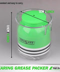Close-up of Premium Bearing Packer Kit in green, showing dimensions, 11cm height, part of Portable Handy Wheel Bearing Packer Tool.