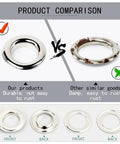 Product comparison showing durable grommet from Grommet Kit For Leather And DIY Projects Bulk 800 Sets Of 3mm Eyelets In Four Colors Includes Punch Base And Install Tool For Quick Easy No Fuss Install On Clothing Bags And Crafts and a rusted similar product